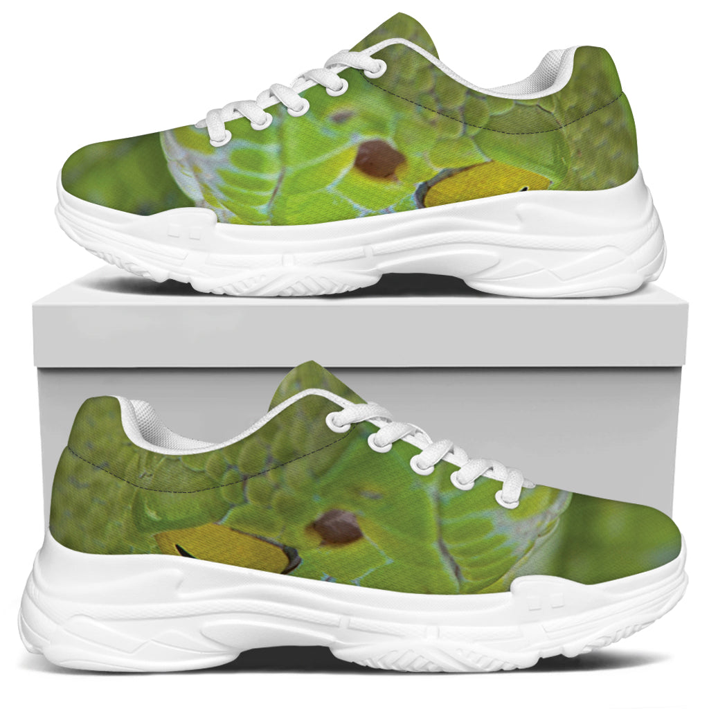Green Pit Viper Print White Chunky Shoes