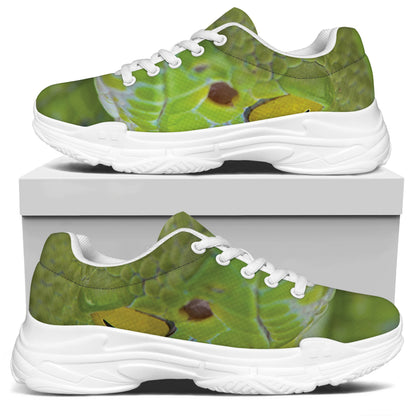 Green Pit Viper Print White Chunky Shoes