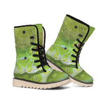 Green Pit Viper Print Winter Boots