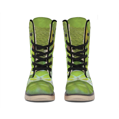 Green Pit Viper Print Winter Boots