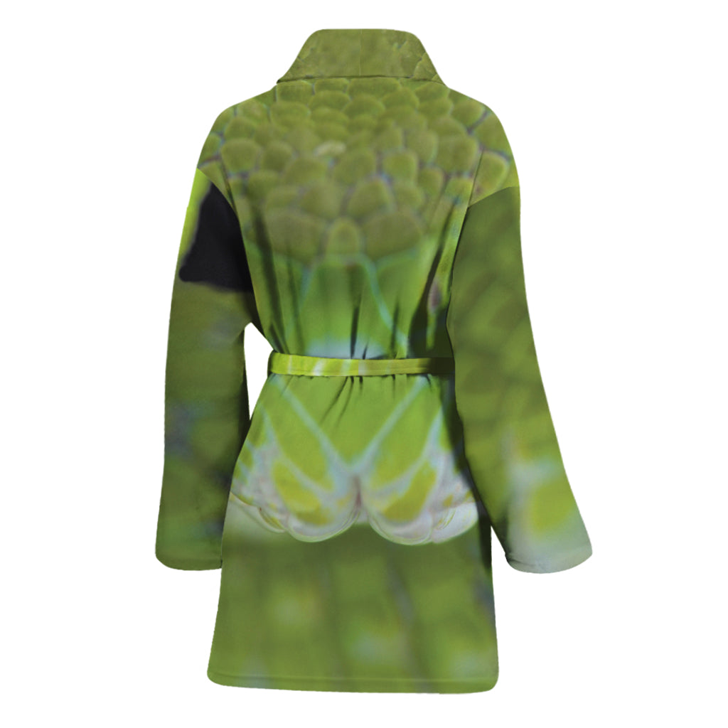 Green Pit Viper Print Women's Bathrobe