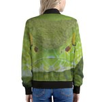 Green Pit Viper Print Women's Bomber Jacket
