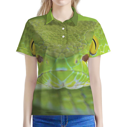 Green Pit Viper Print Women's Polo Shirt