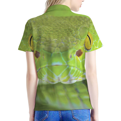 Green Pit Viper Print Women's Polo Shirt