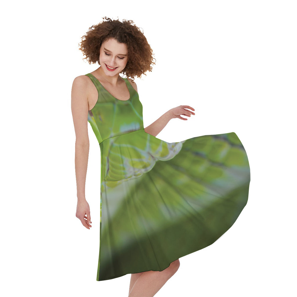Green Pit Viper Print Women's Sleeveless Dress