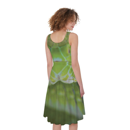 Green Pit Viper Print Women's Sleeveless Dress