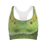 Green Pit Viper Print Women's Sports Bra
