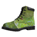 Green Pit Viper Print Padded Collar Lace Up Boots