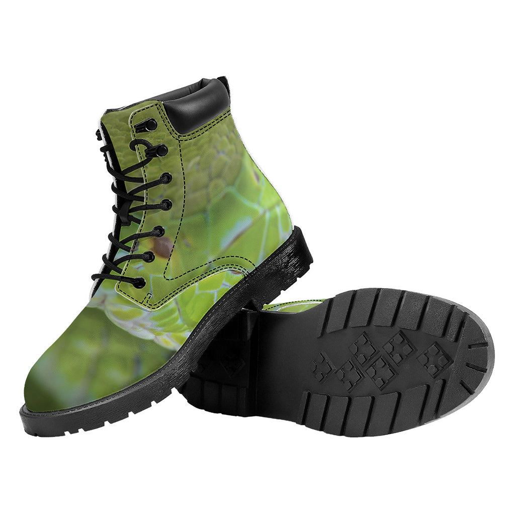 Green Pit Viper Print Work Boots