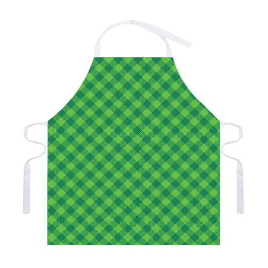 Green Plaid Saint Patrick's Day Print Adjustable Apron