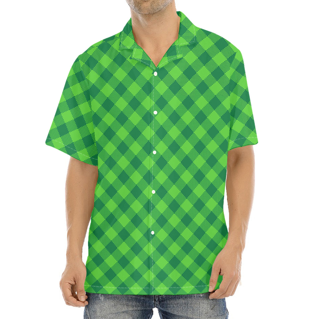 Green Plaid Saint Patrick's Day Print Aloha Shirt