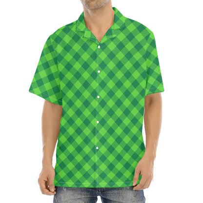 Green Plaid Saint Patrick's Day Print Aloha Shirt