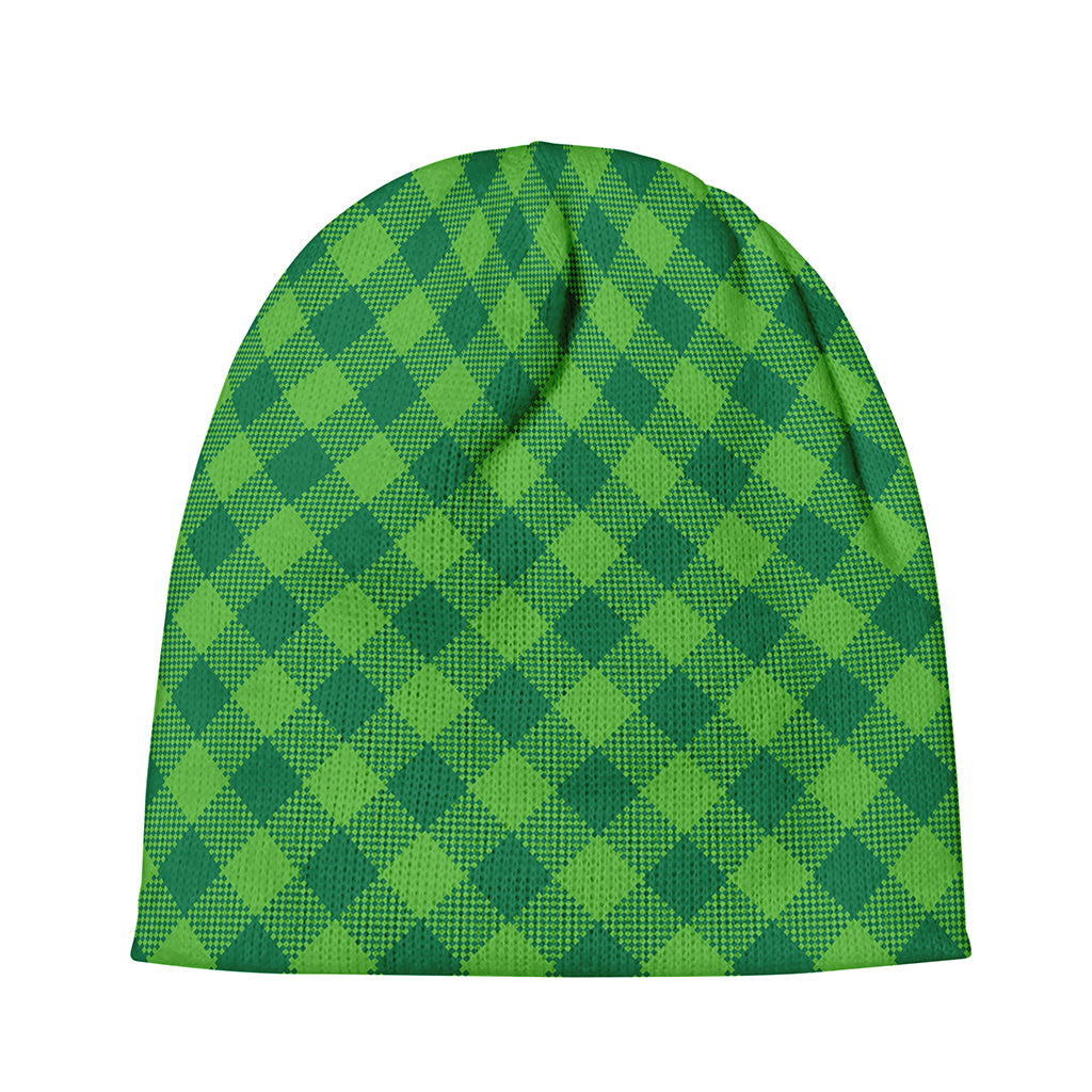 Green Plaid Saint Patrick's Day Print Beanie