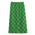 Green Plaid Saint Patrick's Day Print Cotton Front Slit Maxi Skirt