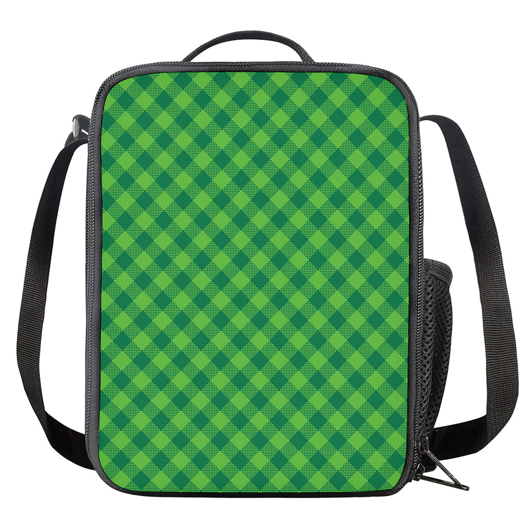 Green Plaid Saint Patrick's Day Print Crossbody Lunch Bag