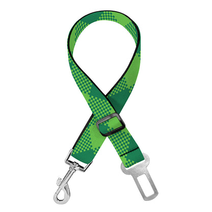 Green Plaid Saint Patrick's Day Print Dog Seat Belt