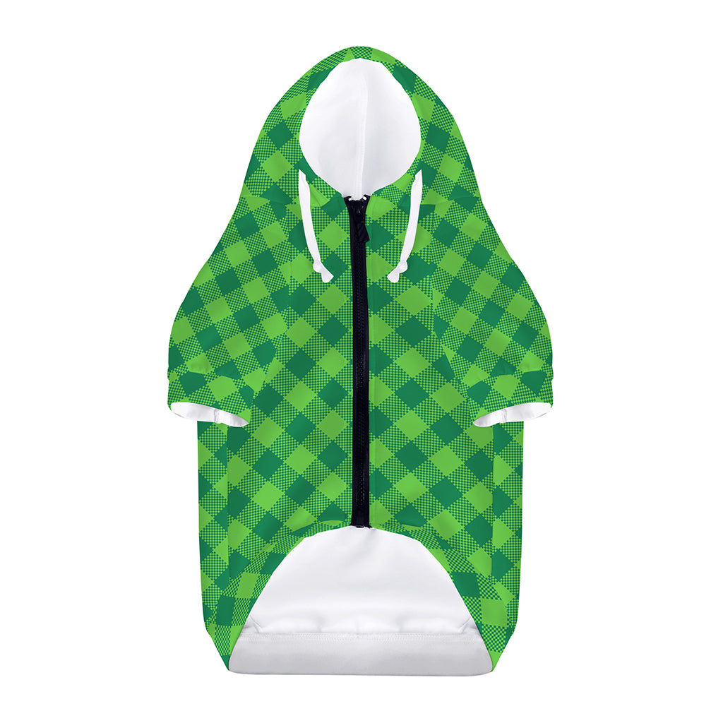 Green Plaid Saint Patrick's Day Print Dog Zip Up Hoodie