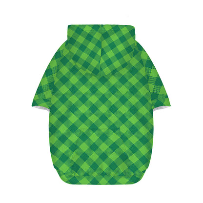 Green Plaid Saint Patrick's Day Print Dog Zip Up Hoodie