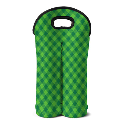 Green Plaid Saint Patrick's Day Print Double Neoprene Wine Tote