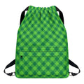 Green Plaid Saint Patrick's Day Print Drawstring Backpack