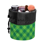 Green Plaid Saint Patrick's Day Print Drawstring Makeup Bag