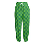 Green Plaid Saint Patrick's Day Print Fleece Lined Knit Pants