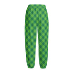 Green Plaid Saint Patrick's Day Print Fleece Lined Knit Pants