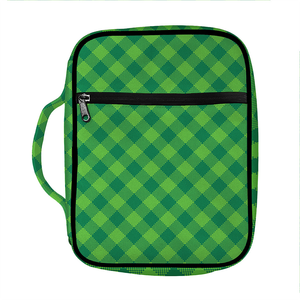 Green Plaid Saint Patrick's Day Print Front Pocket Bible Bag