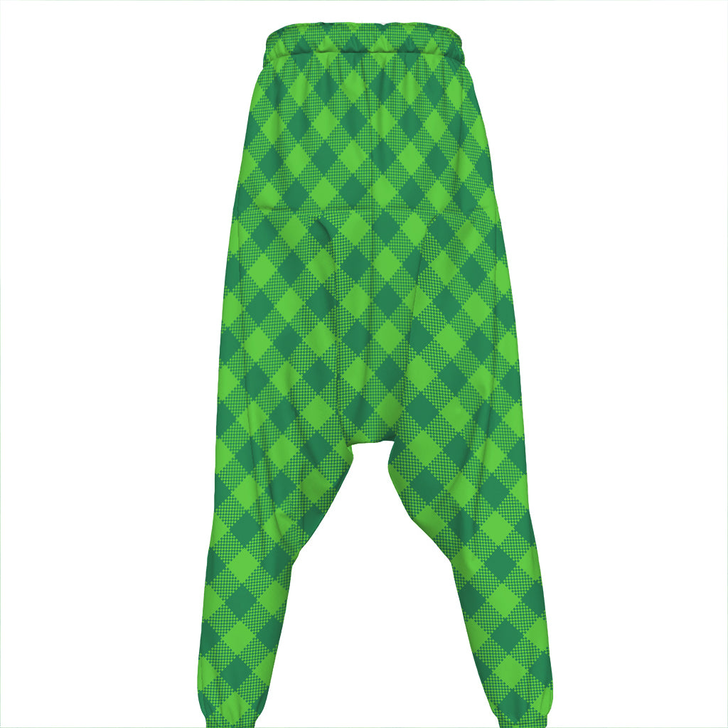 Green Plaid Saint Patrick's Day Print Hammer Pants
