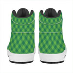 Green Plaid Saint Patrick's Day Print High Top Leather Sneakers
