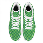 Green Plaid Saint Patrick's Day Print High Top Leather Sneakers
