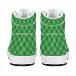 Green Plaid Saint Patrick's Day Print High Top Leather Sneakers