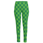 Green Plaid Saint Patrick's Day Print High-Waisted Pocket Leggings