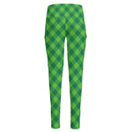Green Plaid Saint Patrick's Day Print High-Waisted Pocket Leggings
