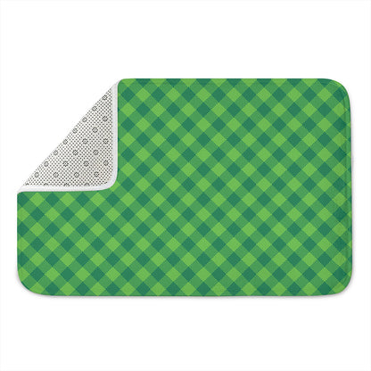 Green Plaid Saint Patrick's Day Print Indoor Door Mat