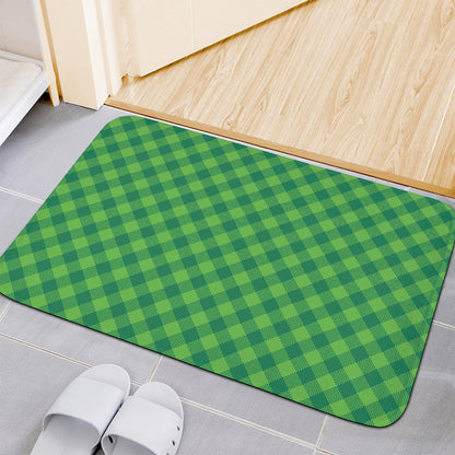 Green Plaid Saint Patrick's Day Print Indoor Door Mat