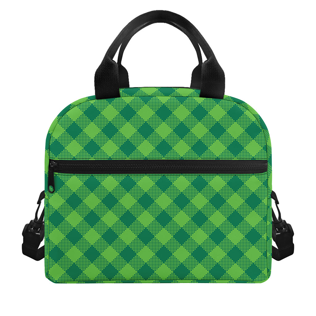 Green Plaid Saint Patrick's Day Print Insulated Lunch Bag