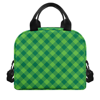 Green Plaid Saint Patrick's Day Print Insulated Lunch Bag