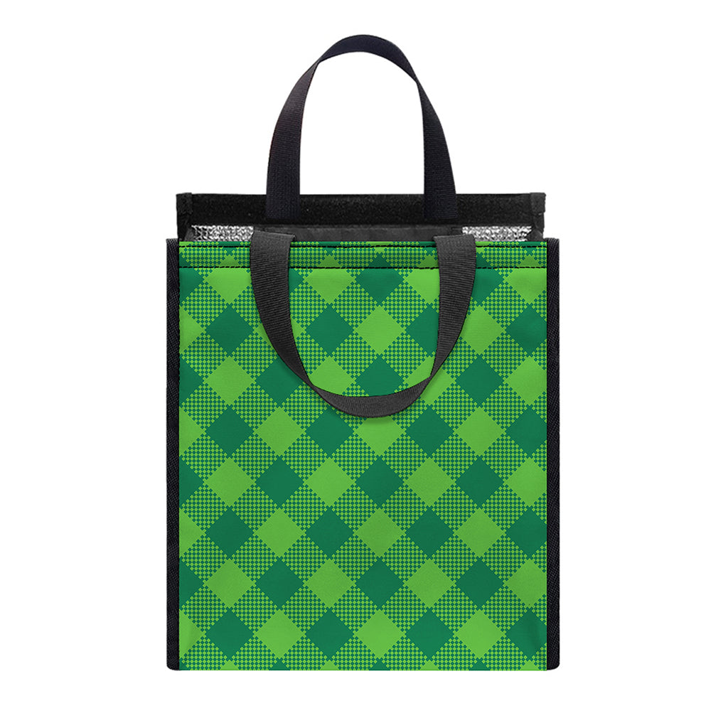 Green Plaid Saint Patrick's Day Print Insulated Lunch Tote