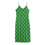Green Plaid Saint Patrick's Day Print Jersey Midi Cami Dress