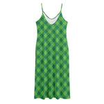 Green Plaid Saint Patrick's Day Print Jersey Midi Cami Dress