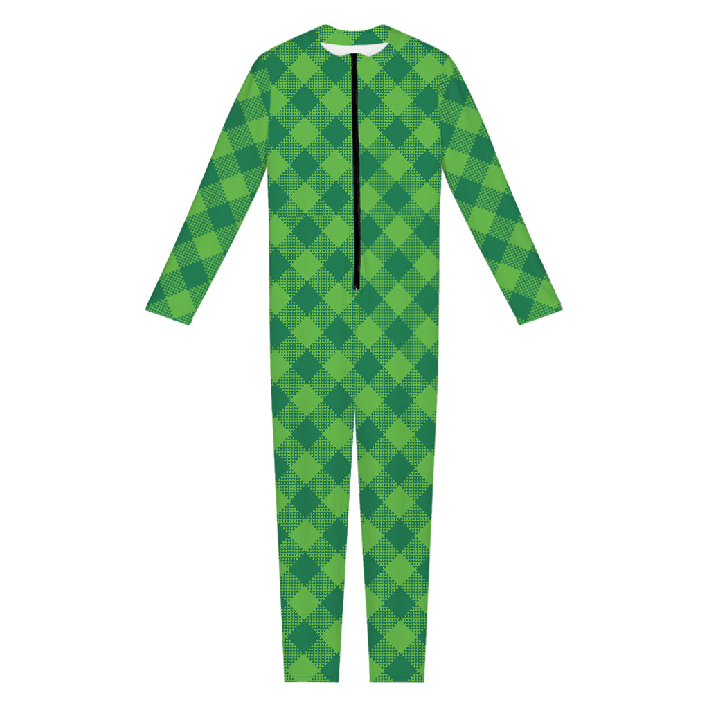 Green Plaid Saint Patrick's Day Print Jumpsuit