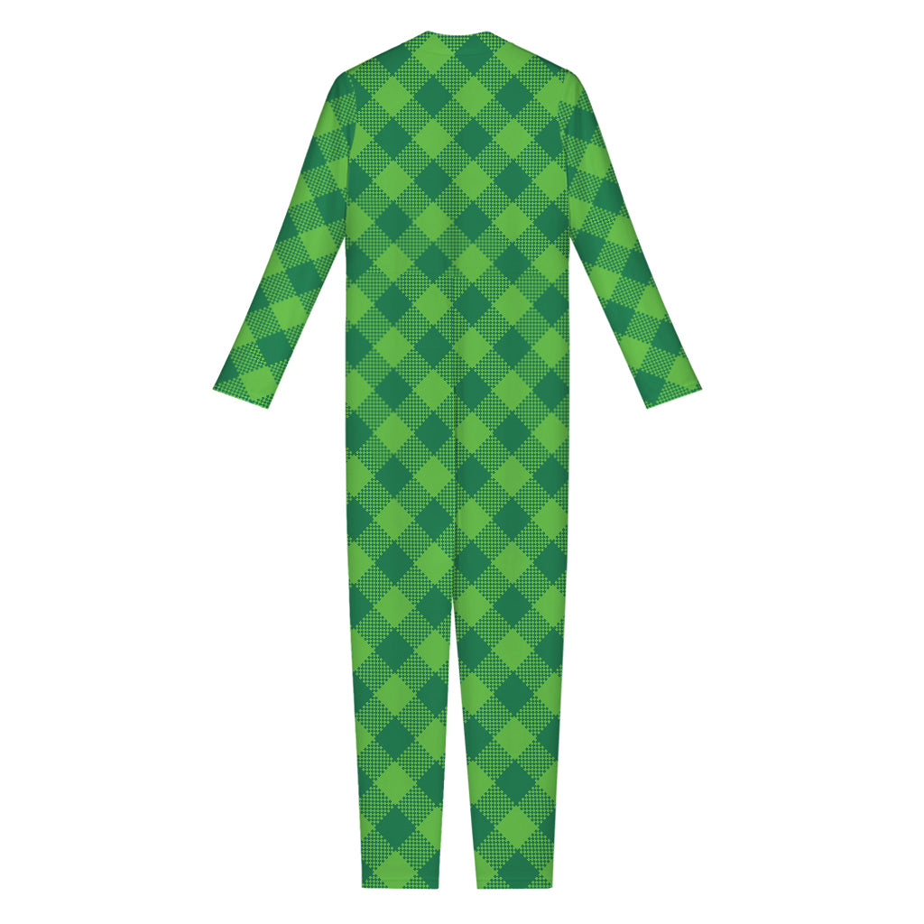 Green Plaid Saint Patrick's Day Print Jumpsuit