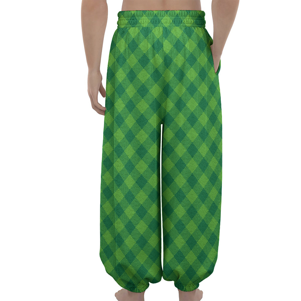 Green Plaid Saint Patrick's Day Print Lantern Pants
