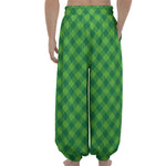 Green Plaid Saint Patrick's Day Print Lantern Pants