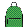 Green Plaid Saint Patrick's Day Print Leather Backpack