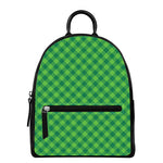 Green Plaid Saint Patrick's Day Print Leather Backpack
