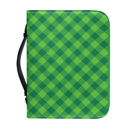 Green Plaid Saint Patrick's Day Print Leather Bible Cover