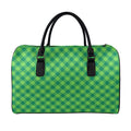 Green Plaid Saint Patrick's Day Print Leather Duffel Bag