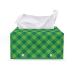 Green Plaid Saint Patrick's Day Print Leather Tissue Box Cover